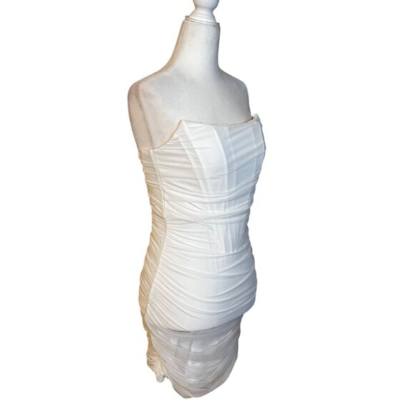superdown Sonya Bustier Mesh Dress in White Small Womens Strapless Corset - Picture 6 of 9